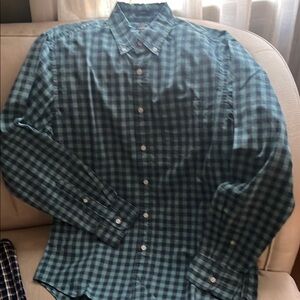 J. Crew Green Casual Button Down Shirt with Gingham Pattern